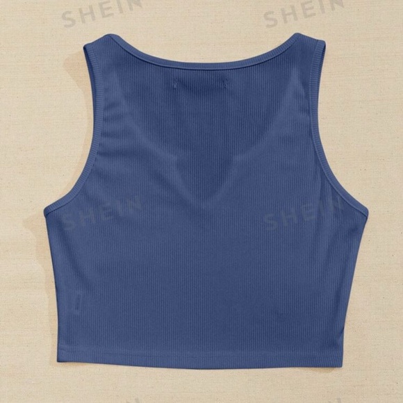 SHEIN Blue Notch Neck Tank Top - Picture 2 of 2